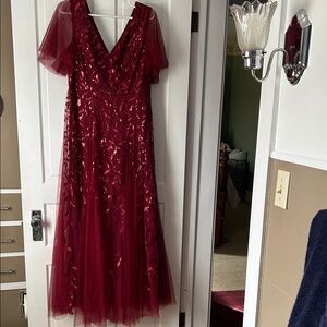 Elegant Burgundy Sequin Gown